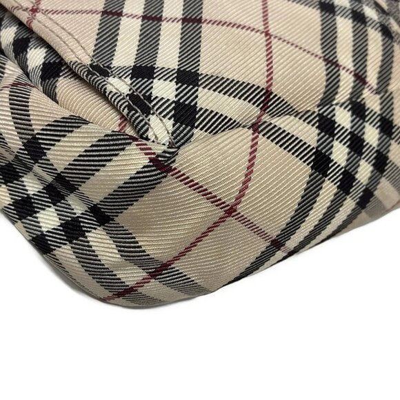 Auth Burberry Blue Label - Beige Black Red Jacquard Shoulder Bag - Picture 3 of 9